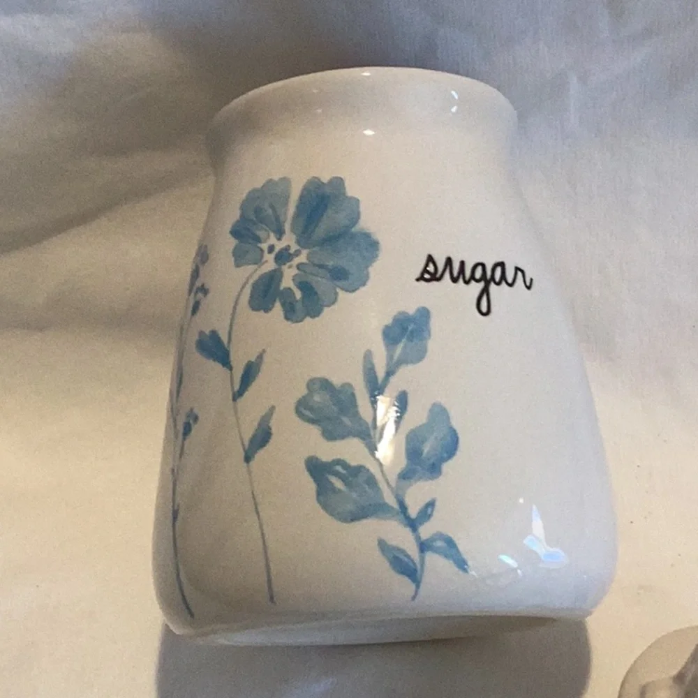 Rae Dunn Blue Floral Sugar and Cream Set
